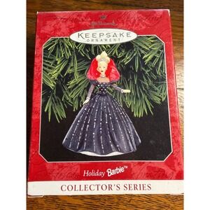 Hallmark Keepsake 1998 Holiday Barbie Ornament 6th in Series Black Gown Glitter